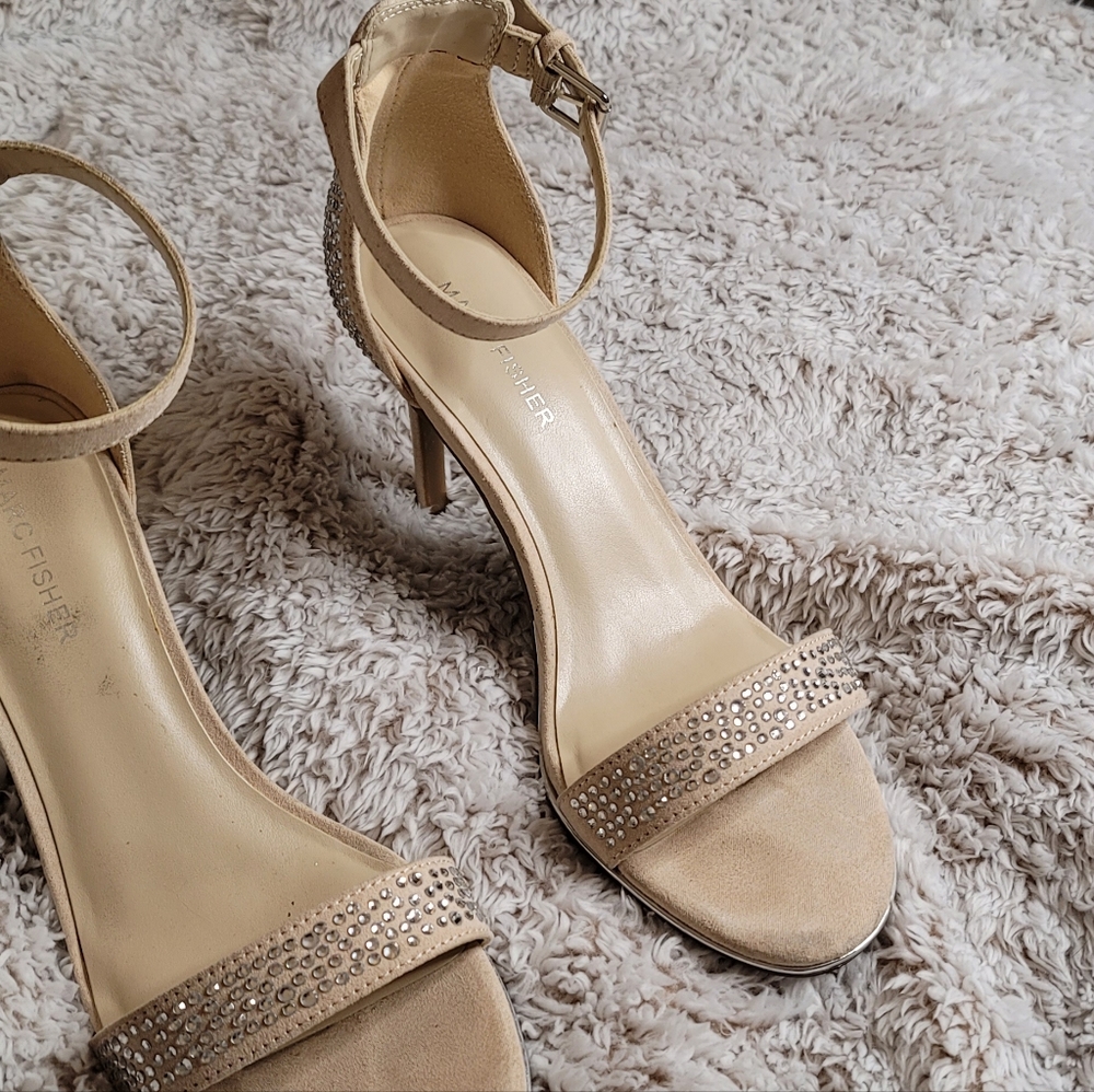 Nude, rhinestone heels